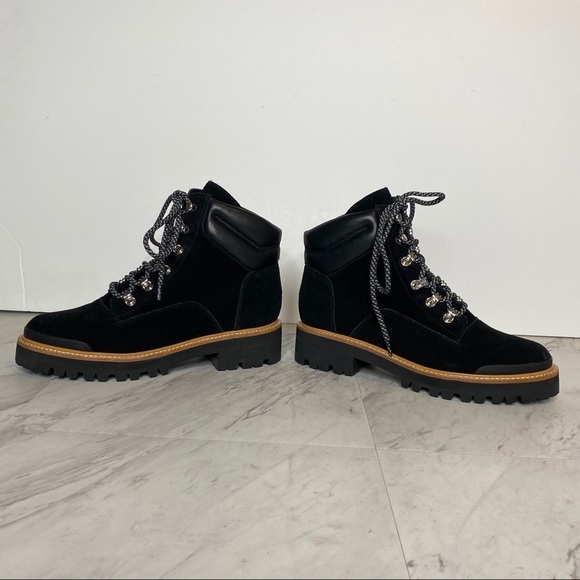 New! Marc Fisher Idaran Black Lug Sole Black Suede Hiker Boot 9M - Picture 6 of 14